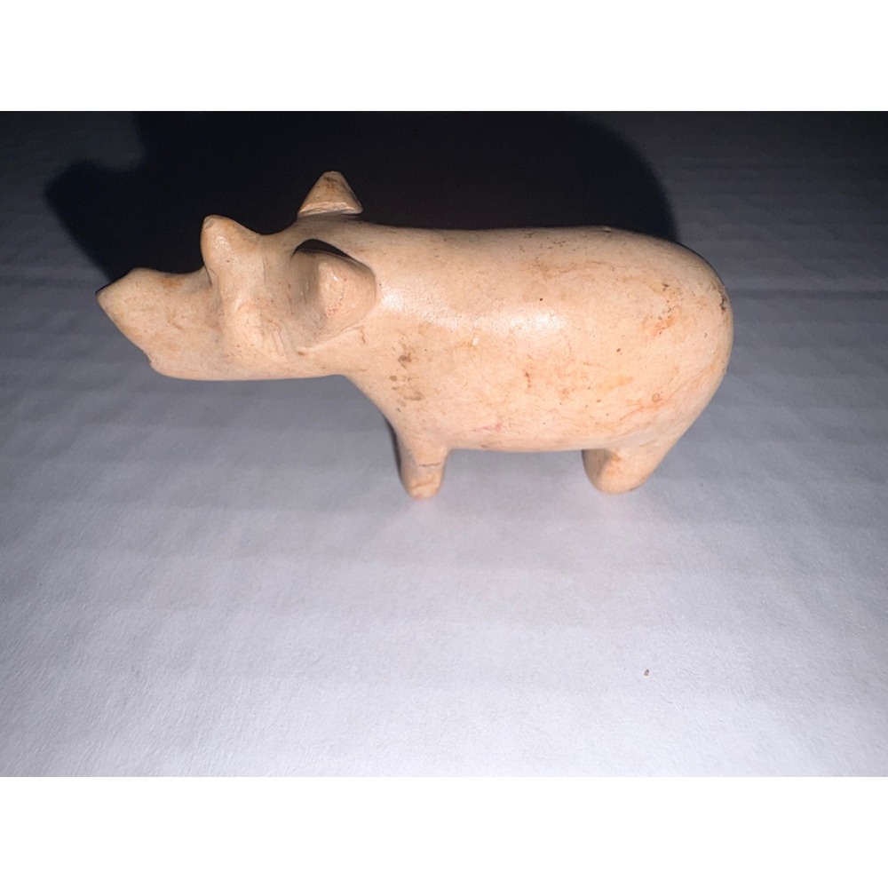 Vintage Hand Carved Soapstone Hippo Figurine Miniature Stone Animal Sculpture